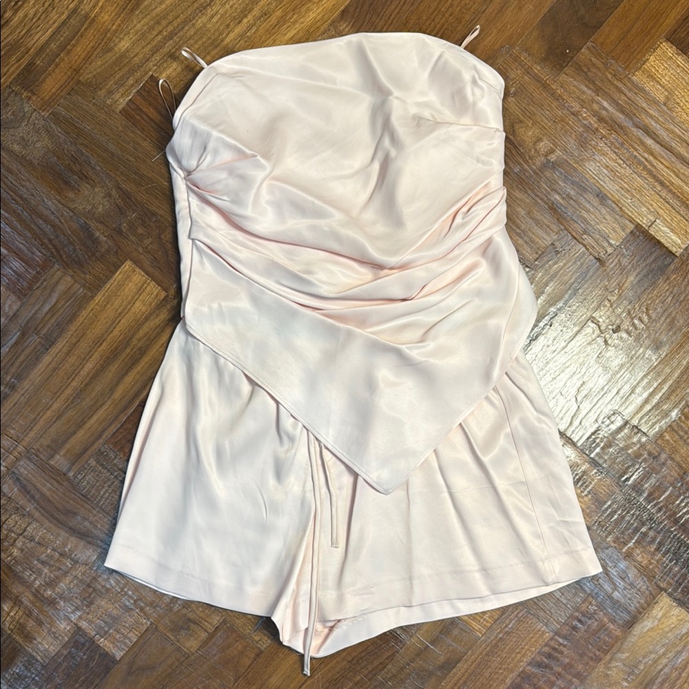 ZARA Two Piece Elegant Light Pink Strapless Romper